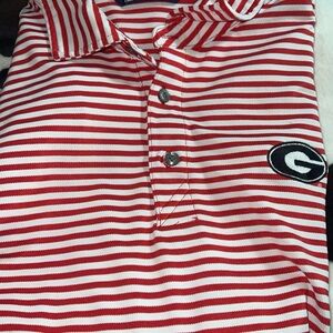 Cutter & Buck Georgia Red and White Striped Polo